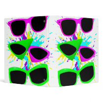 Corey Tiger 80s Vintage Neon Sunglasses Splatter 3 Ring Binder