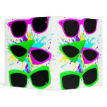 Corey Tiger 80s Vintage Neon Sunglasses Splatter 3 Ring Binder