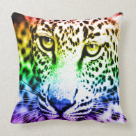 Corey Tiger 80s Vintage Rainbow Snow Leopard throwpillow