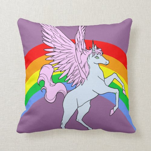 Corey Tiger 80s Vintage Rainbow Unicorn Pillow