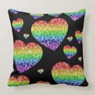 Corey Tiger 80s Vintage Rainbow Valentine Hearts throwpillow