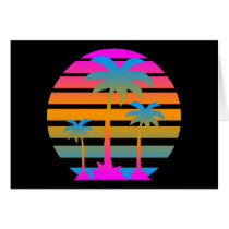 COREY TIGER RETRO SUNSET PALM TREES GREETING CARD