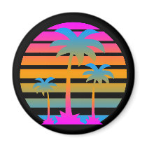 COREY TIGER RETRO SUNSET PALM TREES REFRIGERATOR MAGNETS