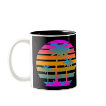 COREY TIGER RETRO SUNSET PALM TREES COFFEE MUG