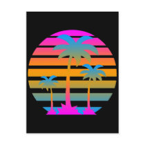 COREY TIGER RETRO SUNSET PALM TREES postcards