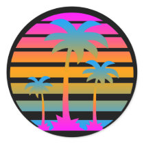 COREY TIGER RETRO SUNSET PALM TREES STICKER