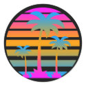 COREY TIGER RETRO SUNSET PALM TREES STICKER