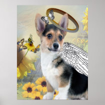 CORGI  ANGEL in daisies Posters