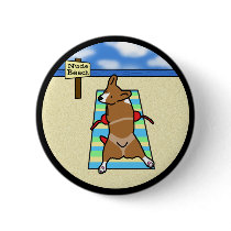 Corgi at Nude Beach Pinback Button