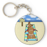Corgi at Nude Beach Keychain