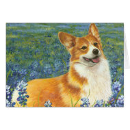 Corgi & Bluebonnets Portrait card