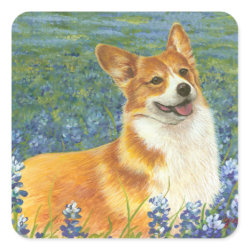 Corgi & Bluebonnets Portrait sticker