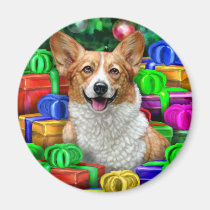 Corgi Cristmas Open Gifts magnets
