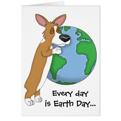 earth day cartoon. Corgi Earth Day Card by