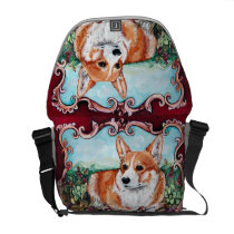 Corgi in the Garden messenger bags