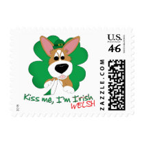 Corgi Kiss Me I'm Welsh Postage Stamps by MenagerieMayhem Corgi Kiss Me I'm Welsh Postage Stamps