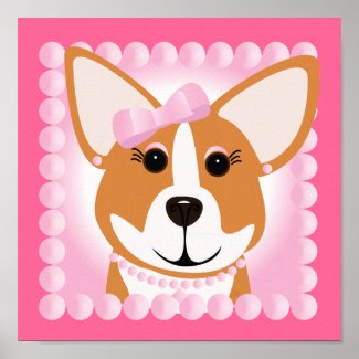 Corgi Lady Pink Print