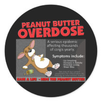 Corgi PB Overdose Round Sticker