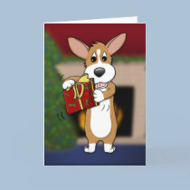 Corgi Shaking Christmas Present cards