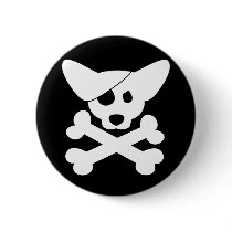 Corgi Skull & Crossbones Button