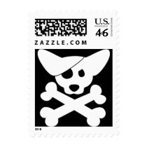 Corgi Skull & Crossbones Postage Stamps (White) by MenagerieMayhem Corgi Skull & Crossbones Postage Stamps (White)
