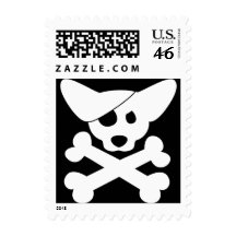 Corgi Skull & Crossbones Postage Stamps (White)