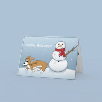 Corgi Steals Snowman's Arm cards