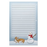 Corgi Steals Snowman's Arm Stationery
