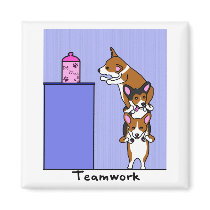 Corgi Teamwork Magnet by MenagerieMayhem Corgi Teamwork Magnet