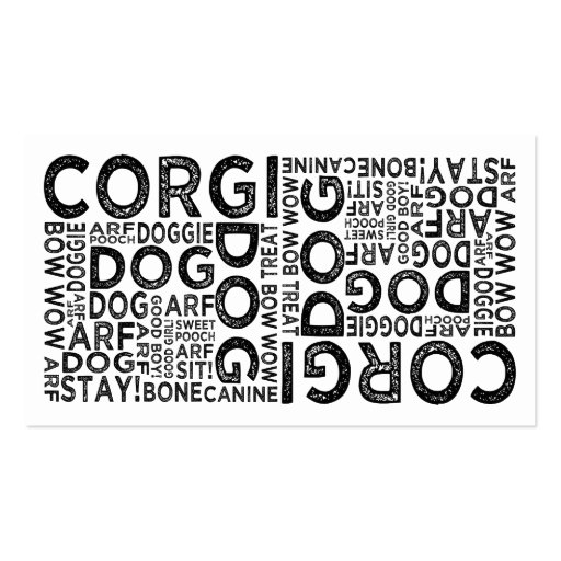 Corgi Typography Business Card Template (front side)