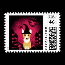 Corgi Witch postage by totallypainted Corgi Witch postage