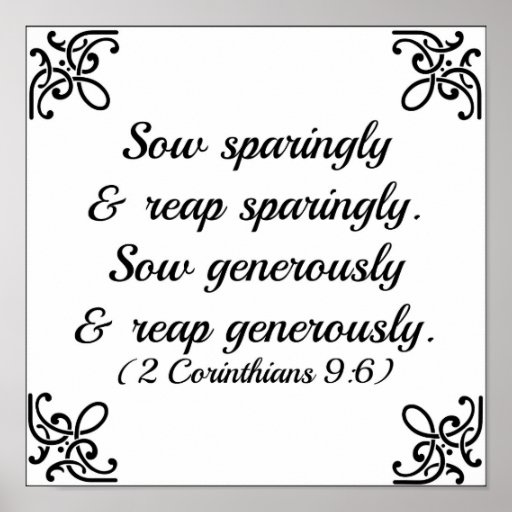 Corinthians Bible sow sparingly and reap sparingly Poster Zazzle