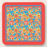 Cork-backed Coasters with Ditsy Orange Flowers