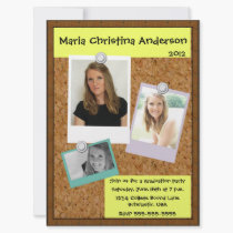 Cork Board Graduation Invitation invitations