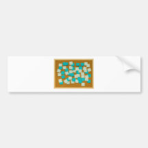 Cork board with sticky notes bumper stickers