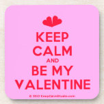 [Two hearts] keep calm and be my valentine  Cork Coasters