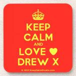 [Crown] keep calm and love [Love heart] drew x  Cork Coasters