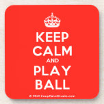 [Crown] keep calm and play ball  Cork Coasters