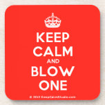 [Crown] keep calm and blow one  Cork Coasters