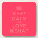 [Crown] keep calm and love nishat  Cork Coasters