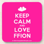 [Two hearts] keep calm and love ffion  Cork Coasters