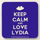[Two hearts] keep calm and love lydia  Cork Coasters