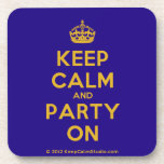 [Crown] keep calm and party on  Cork Coasters
