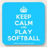 [Crown] keep calm and play softball  Cork Coasters