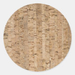 Cork-oak texture round stickers