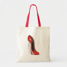 Corkscrew Heel Red Stiletto Shoe Tote Bags