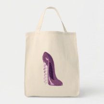 Corkscrew lilac stiletto shoe canvas bags