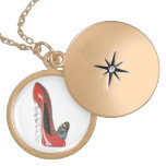 Corkscrew Red Stiletto Shoe and Butterfly Necklace