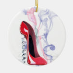 Corkscrew red stiletto shoe art Ornament