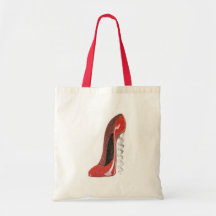 Corkscrew Red Stiletto Shoe Canvas Bag